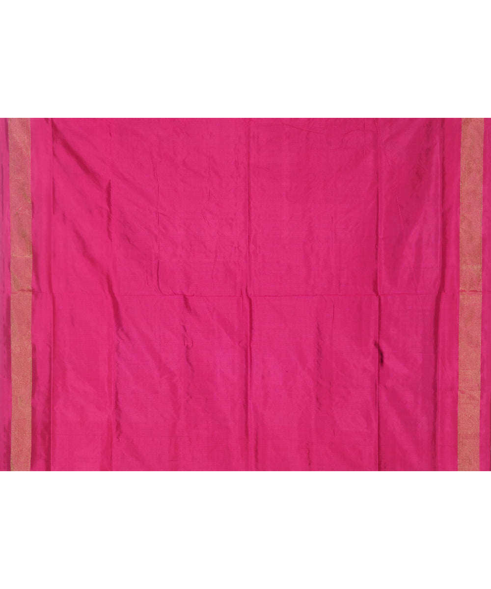 Dark green pink handwoven pochampally silk saree