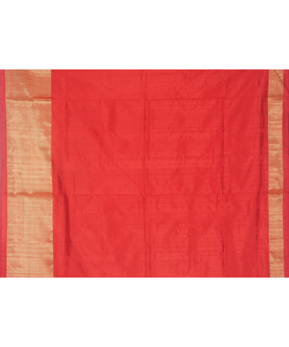 Offwhite red handwoven silk pochampally ikat saree