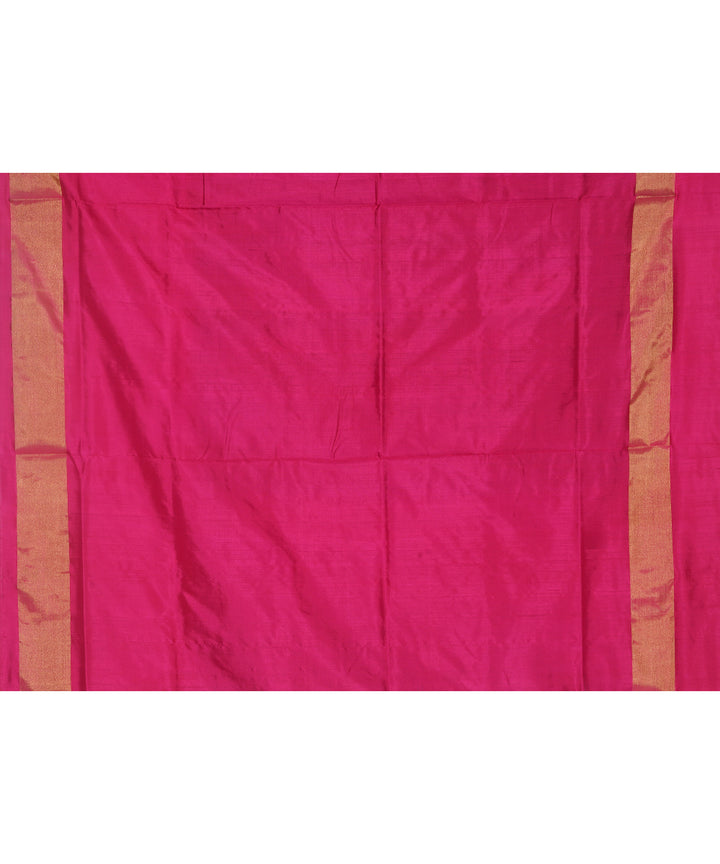 Grey pink pochampally ikat handwoven silk saree