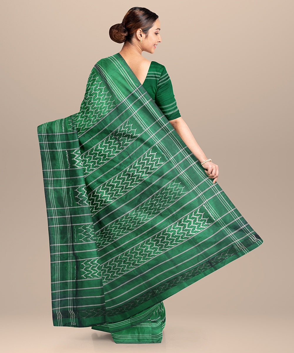 Green allover handwoven pochampally ikat silk saree