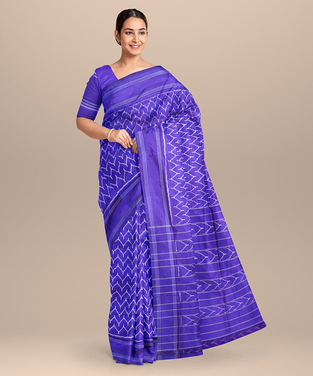 Blue all over handwoven pochampally silk saree