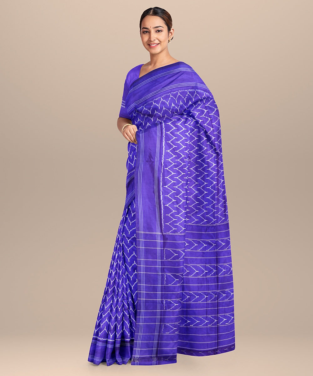 Blue all over handwoven pochampally silk saree