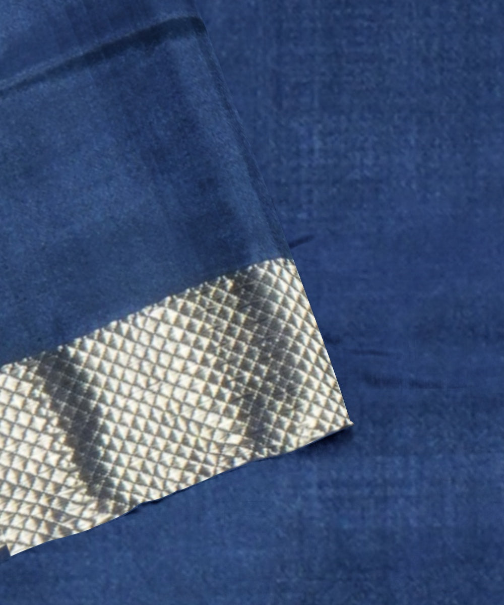 White yellow blue handwoven pochampally ikat silk saree