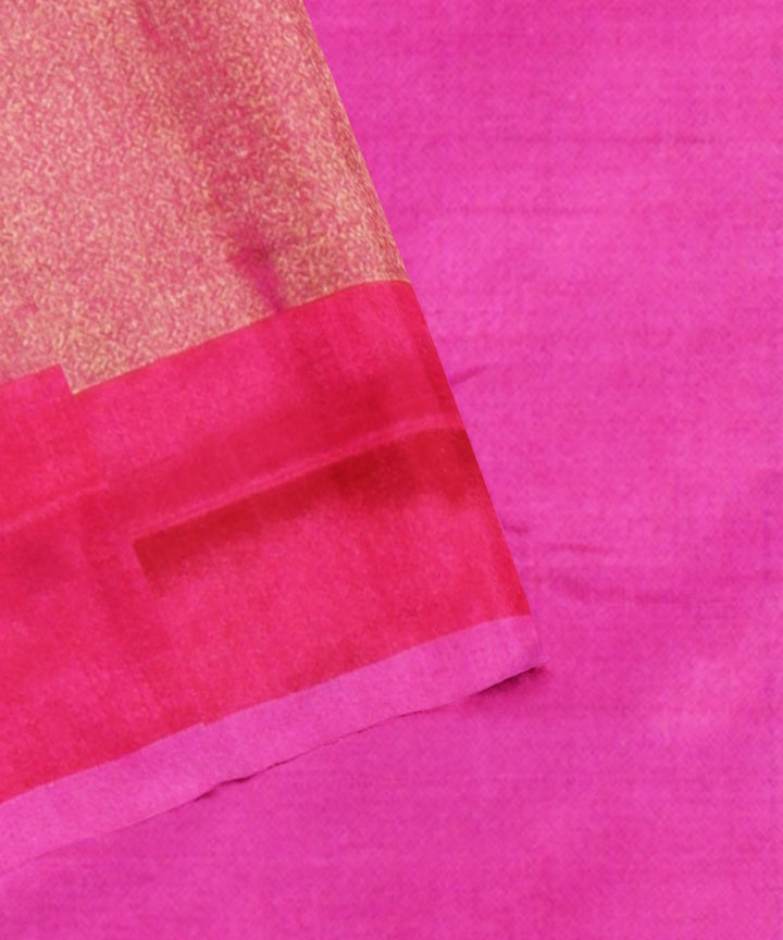 Neon blue pink handwoven pochampally ikat silk saree