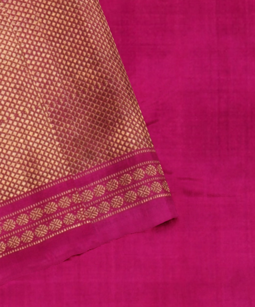 Dark green pink handwoven pochampally ikat silk saree