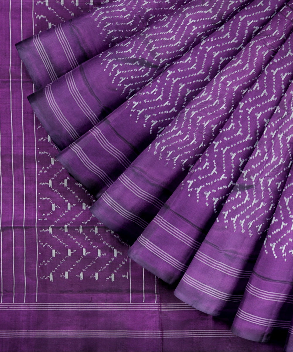 Byzantium grey handwoven pochampally ikat silk saree