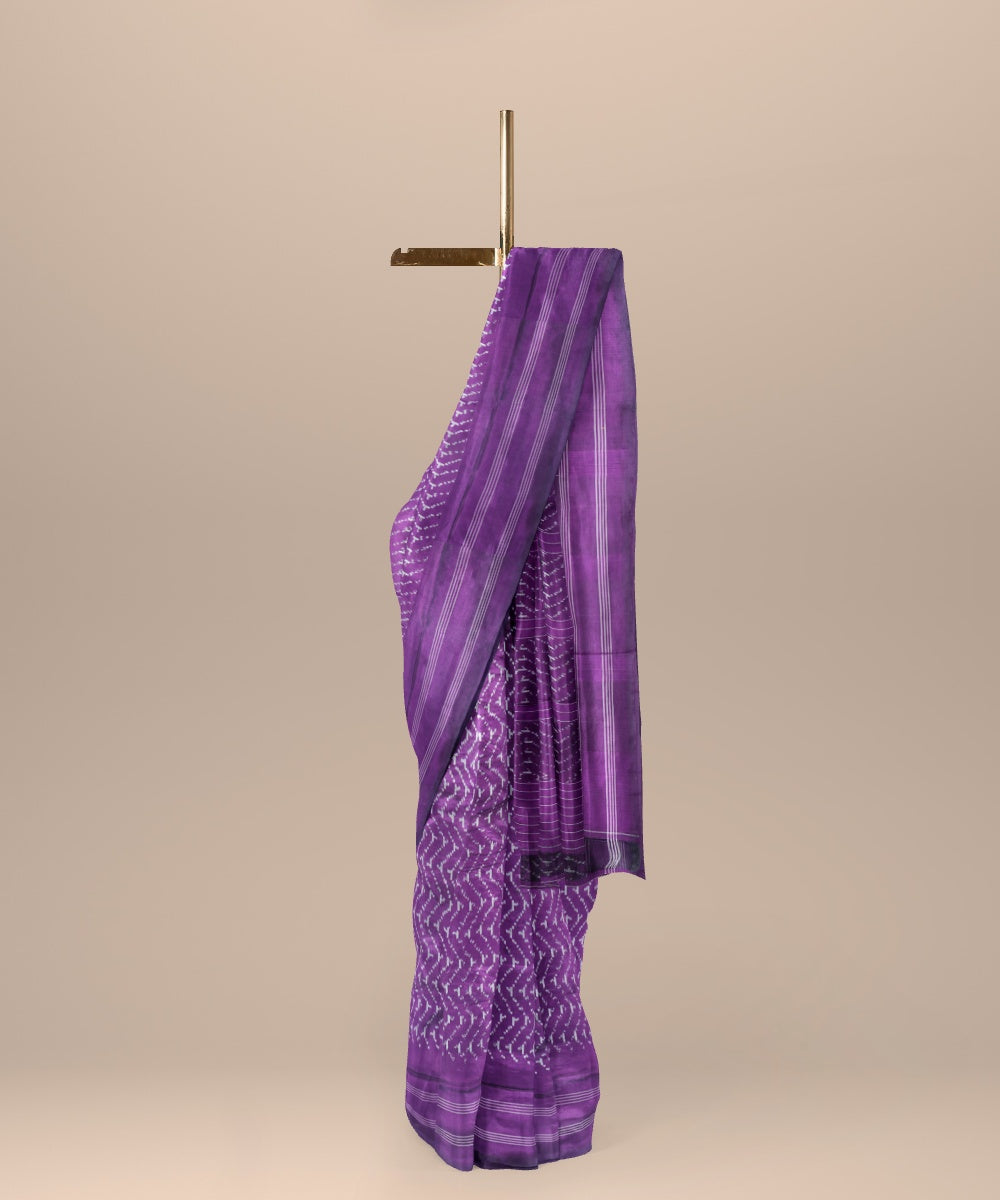 Byzantium grey handwoven pochampally ikat silk saree