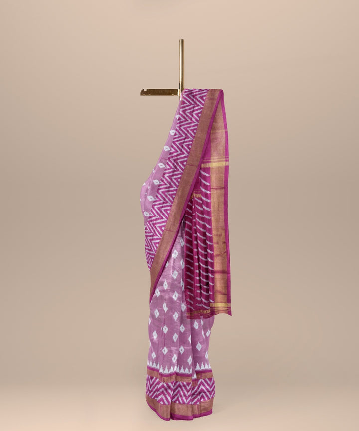 Amaranth purple grey handwoven pochampally ikat silk saree