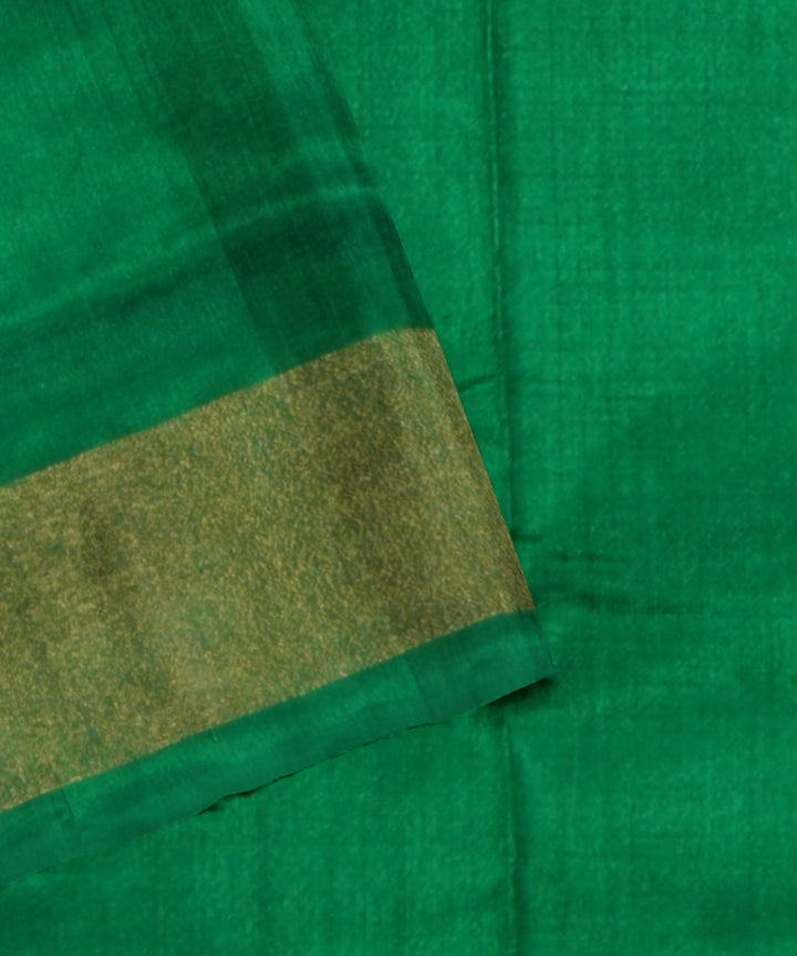 Midnight blue light green handwoven pochampally ikat silk saree