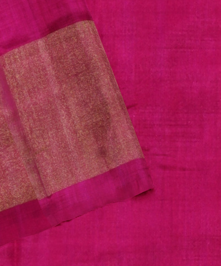 Black pink handwoven pochampally ikat silk saree