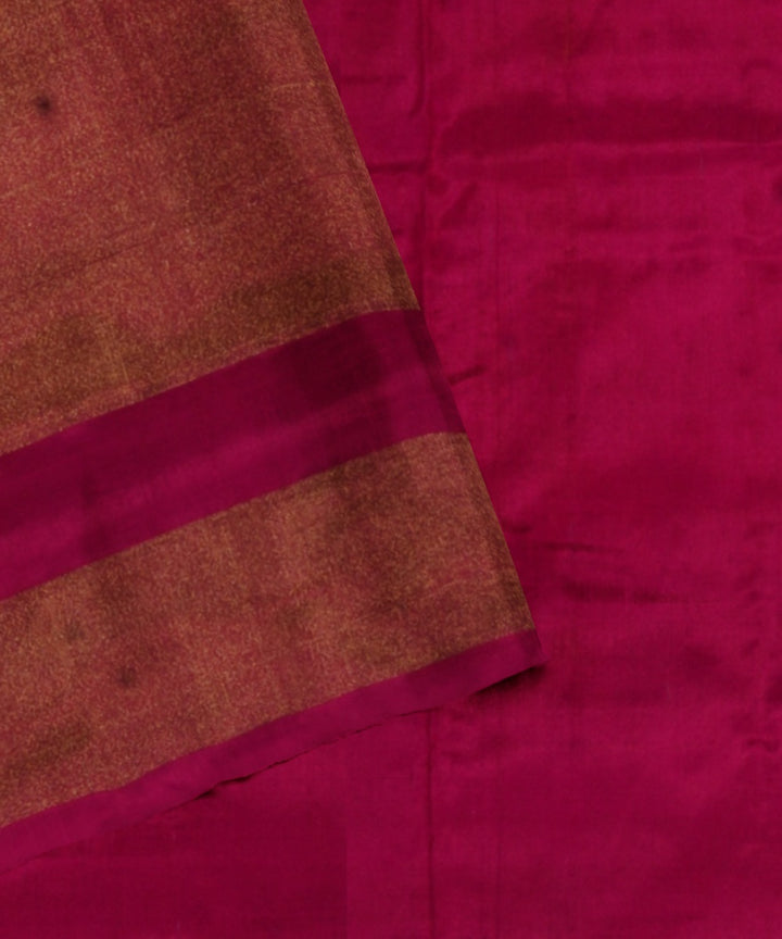 Pink yellow handwoven pochampally ikat silk saree