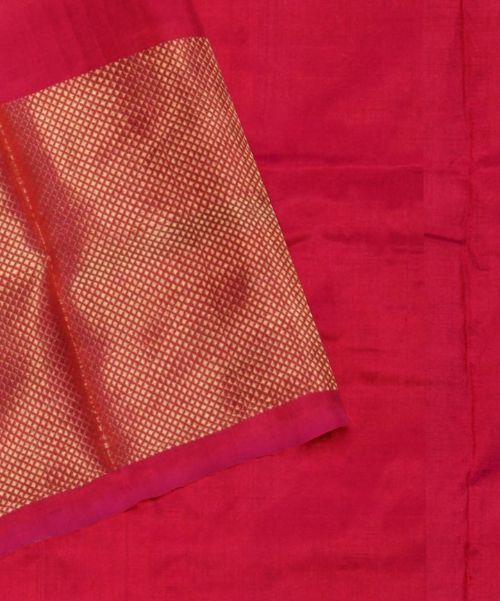 Pink blue handwoven pochampally ikat silk saree