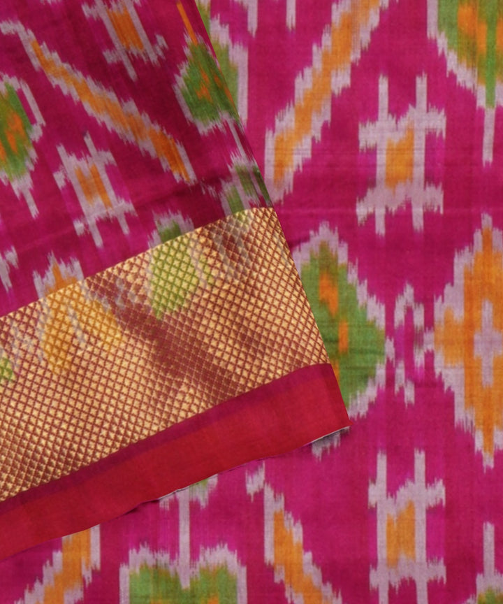 Cornflower blue pink handwoven pochampally ikat silk saree