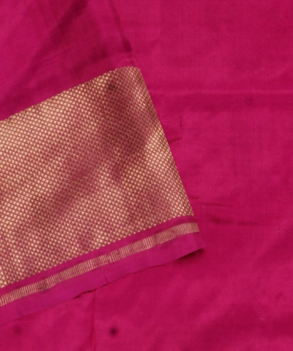 Purple pink handwoven pochampally ikat silk saree