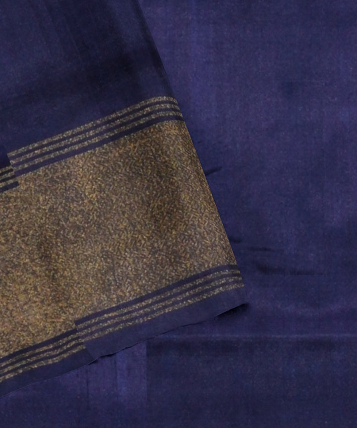 Sky blue navy blue handwoven pochampally ikat silk saree