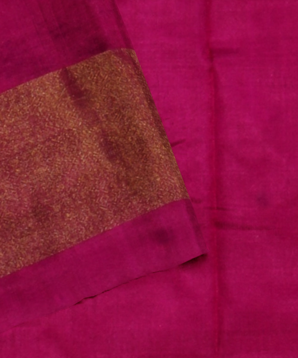 Mulberry pink offwhite handwoven pochampally ikat silk saree