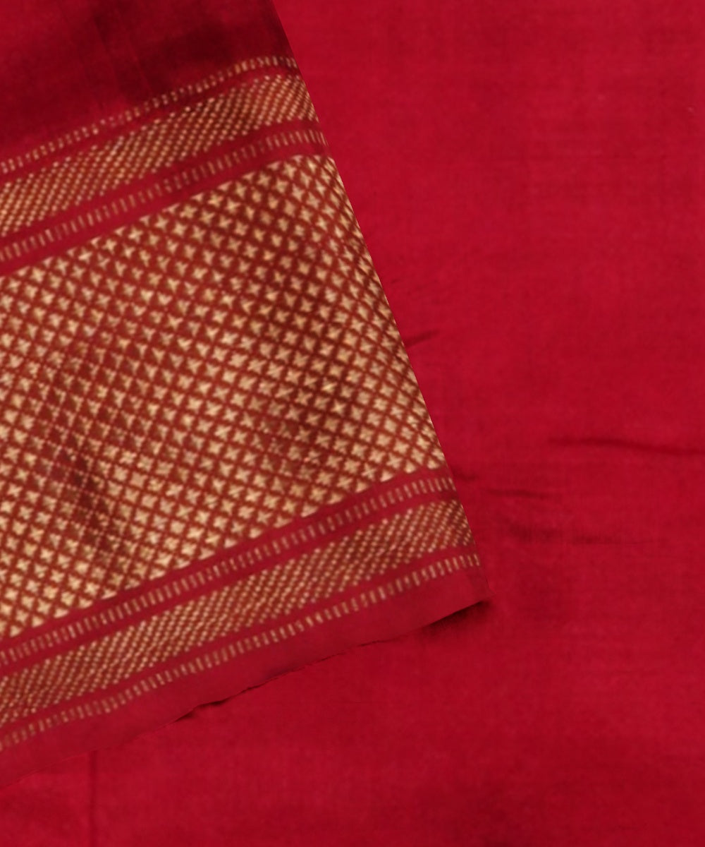 Sky blue red handwoven pochampally ikat silk saree