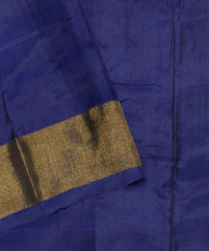 Cerise dark blue handwoven pochampally ikat silk saree