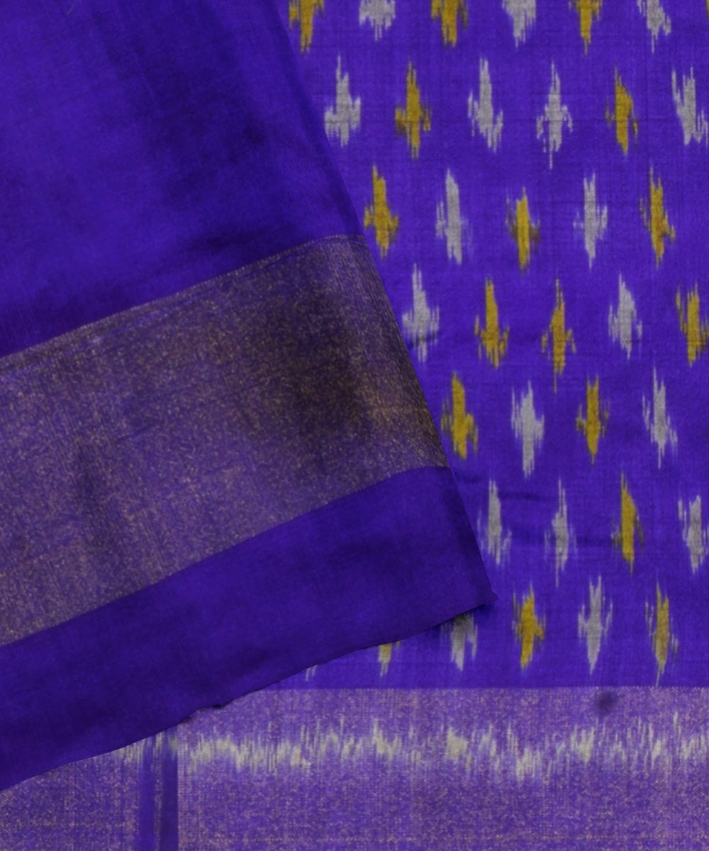 Army green navy blue handwoven pochampally ikat silk saree