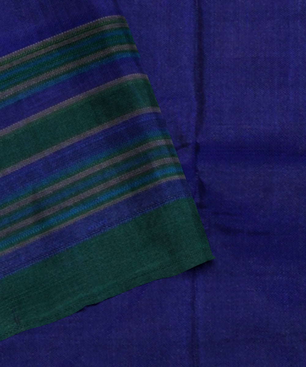 Cyan blue navy blue handwoven pochampally ikat silk saree