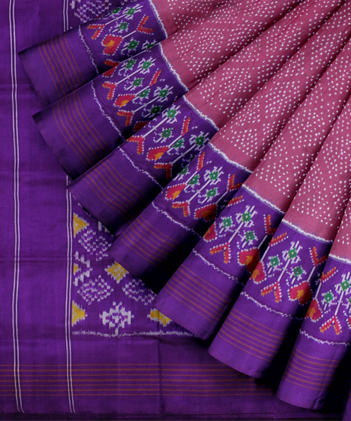 Hot pink purple handwoven pochampally ikat silk saree