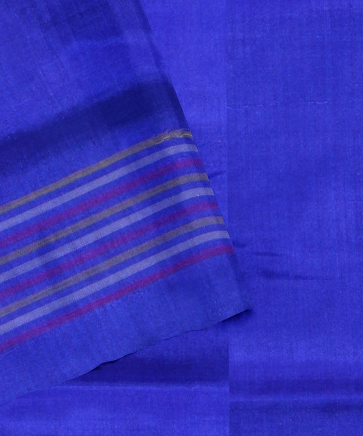 Light pink egyptian blue handwoven pochampally ikat silk saree