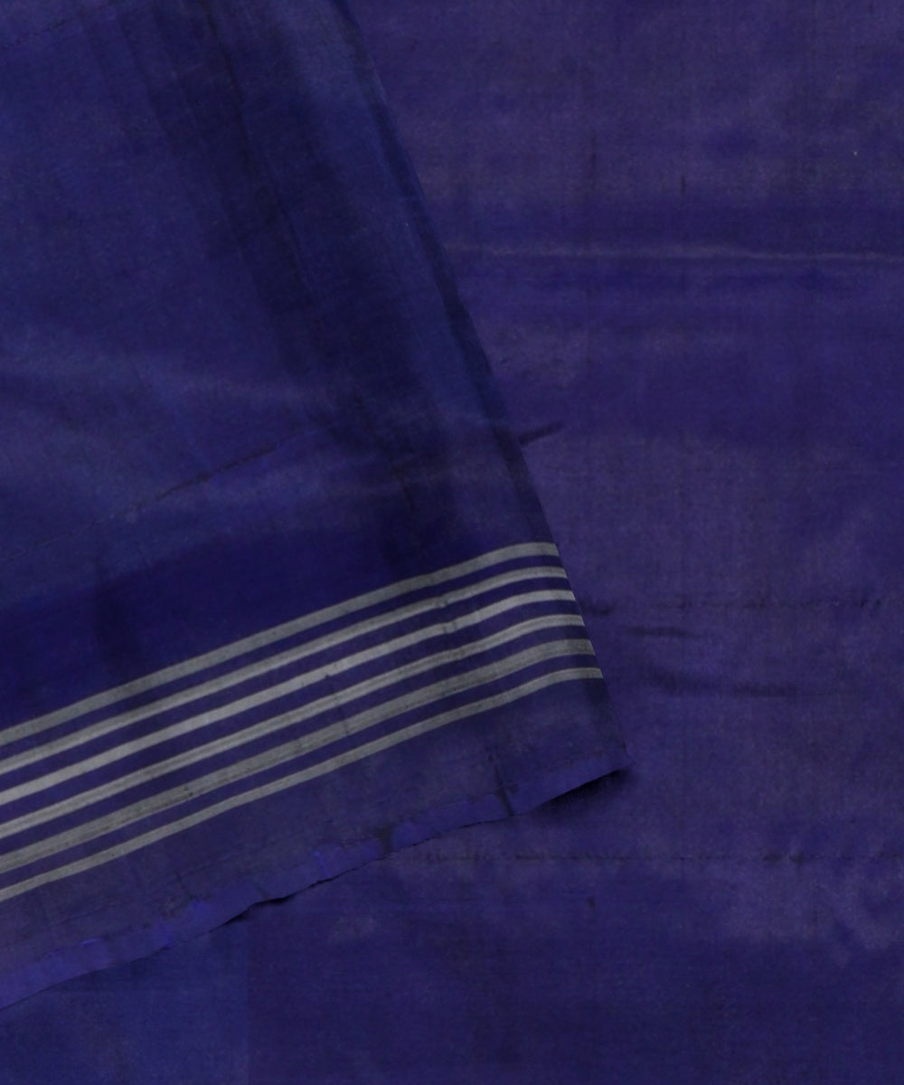 Mauve iris blue handwoven pochampally ikat silk saree