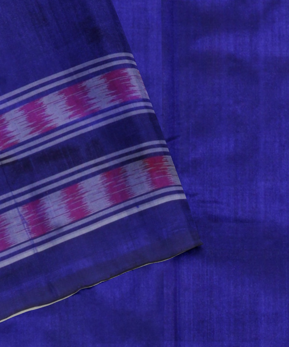 Navy blue multicolor handwoven pochampally ikat silk saree