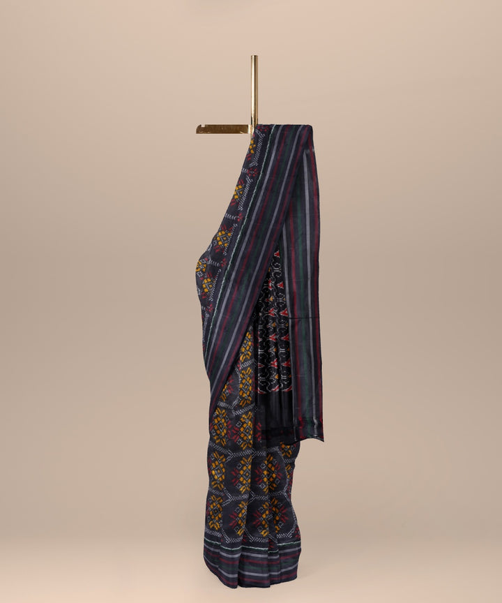 Black multicolor handwoven pochampally ikat silk saree