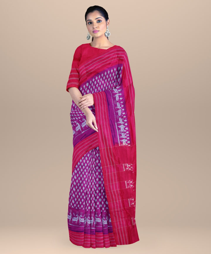 Byzantium raspberry handwoven pochampally ikat silk saree