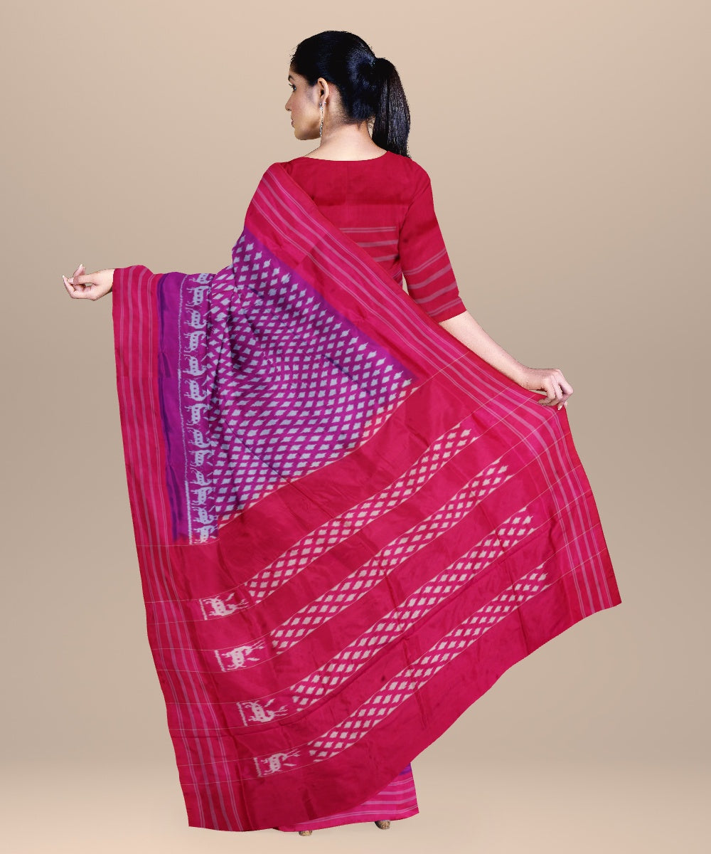 Byzantium raspberry handwoven pochampally ikat silk saree