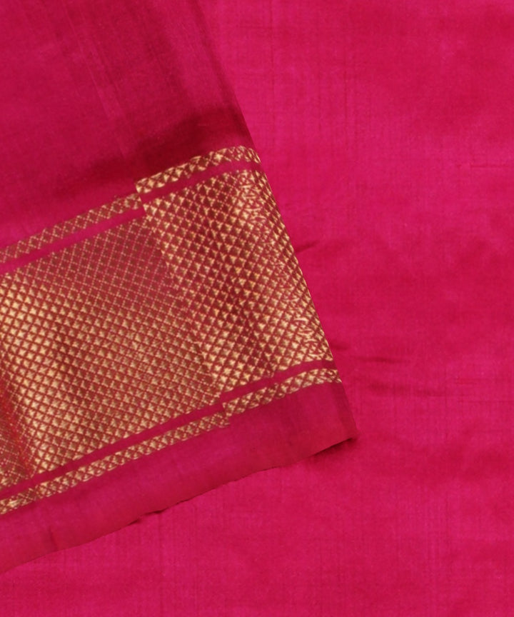 Glaucous blue pink handwoven pochampally ikat silk saree