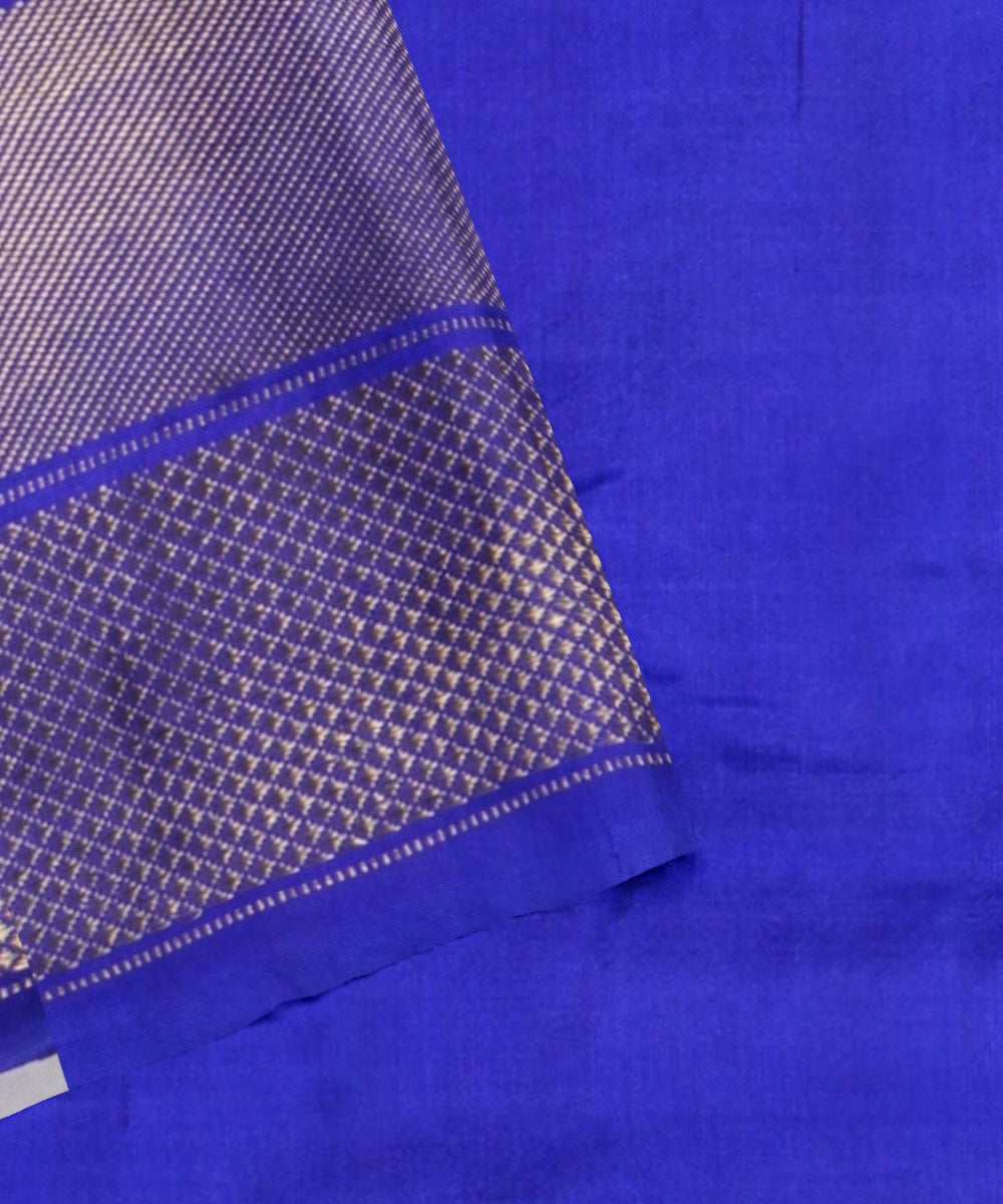 Red cobalt blue handwoven pochampally ikat silk saree