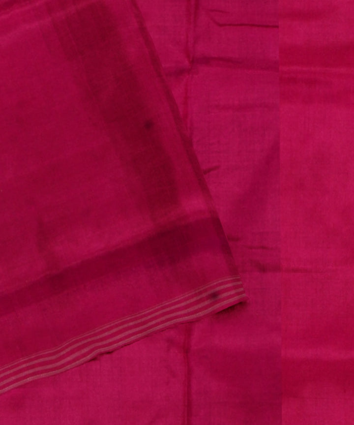 Fern green rose red handwoven pochampally ikat silk saree