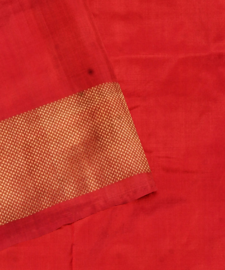 Bright blue red handwoven pochampally ikat silk saree