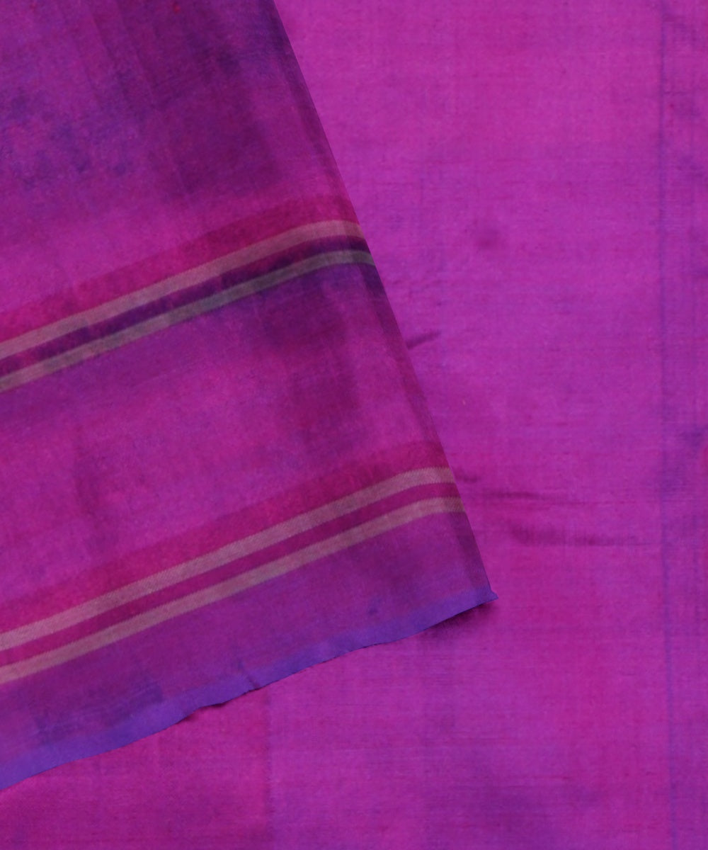 Bright blue bright purple handwoven pochampally ikat silk saree