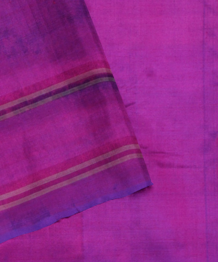 Bright blue bright purple handwoven pochampally ikat silk saree