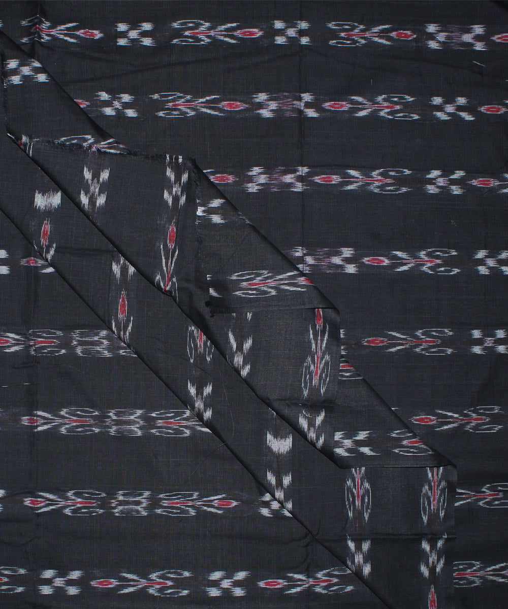 Black grey handwoven cotton nuapatna fabric