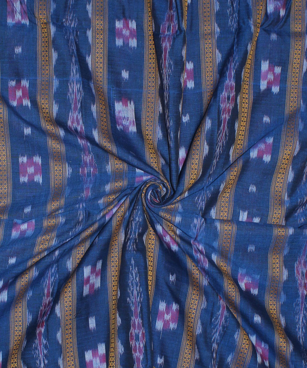 Navy blue handloom cotton nuapatna fabric