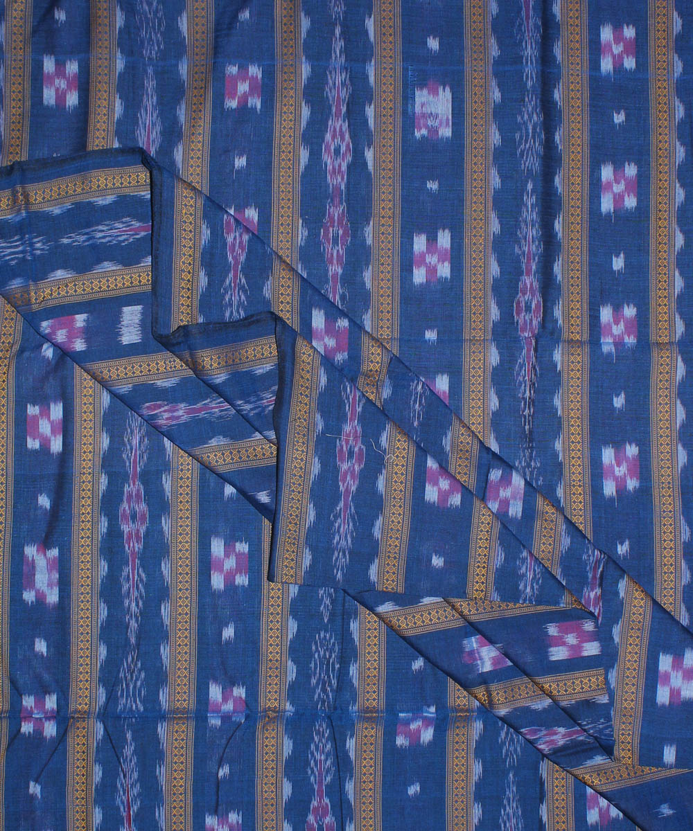 Navy blue handloom cotton nuapatna fabric