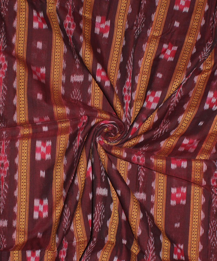 Maroon striped handwoven cotton nuapatna fabric