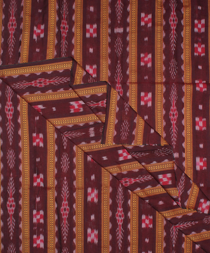 Maroon striped handwoven cotton nuapatna fabric