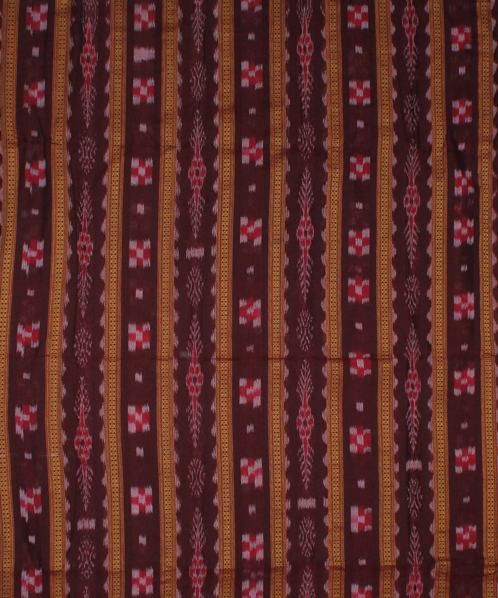 Maroon striped handwoven cotton nuapatna fabric