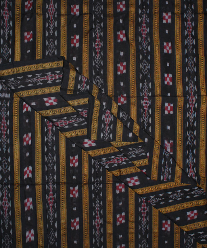 Black striped handwoven cotton nuapatna fabric