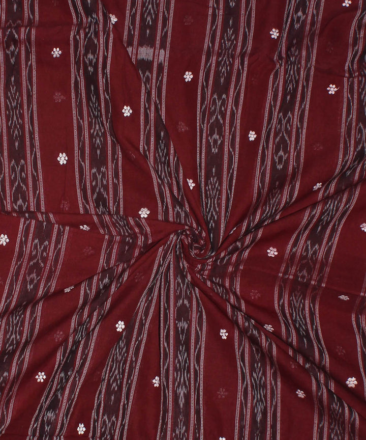 Maroon striped handloom cotton nuapatna fabric