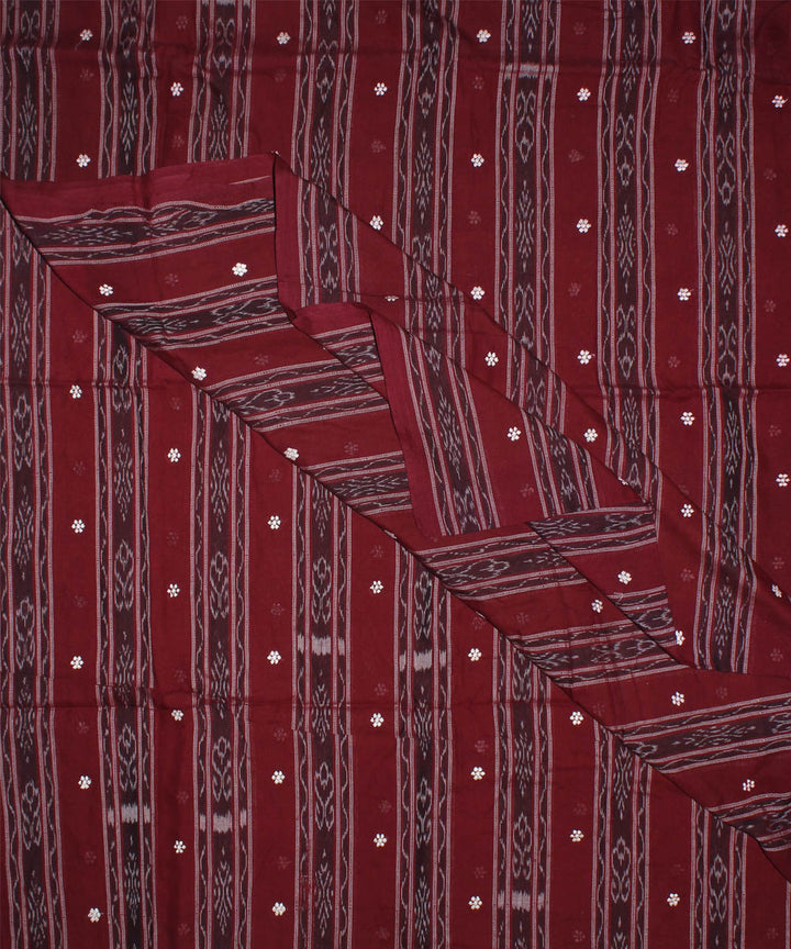 Maroon striped handloom cotton nuapatna fabric