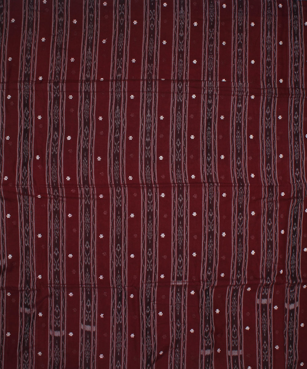 Maroon striped handloom cotton nuapatna fabric