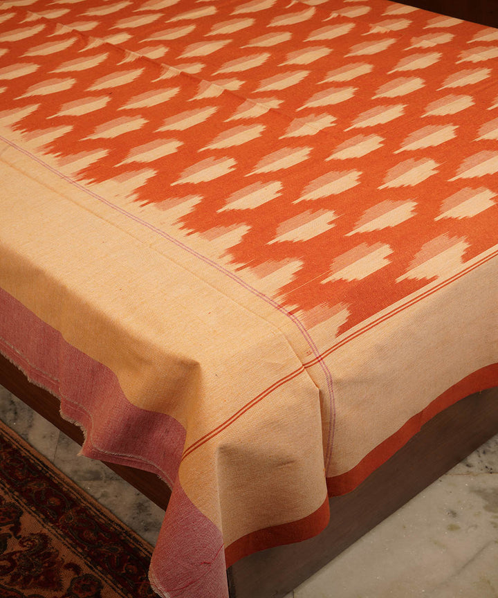 Orange handloom pochampally ikat cotton double bedsheet