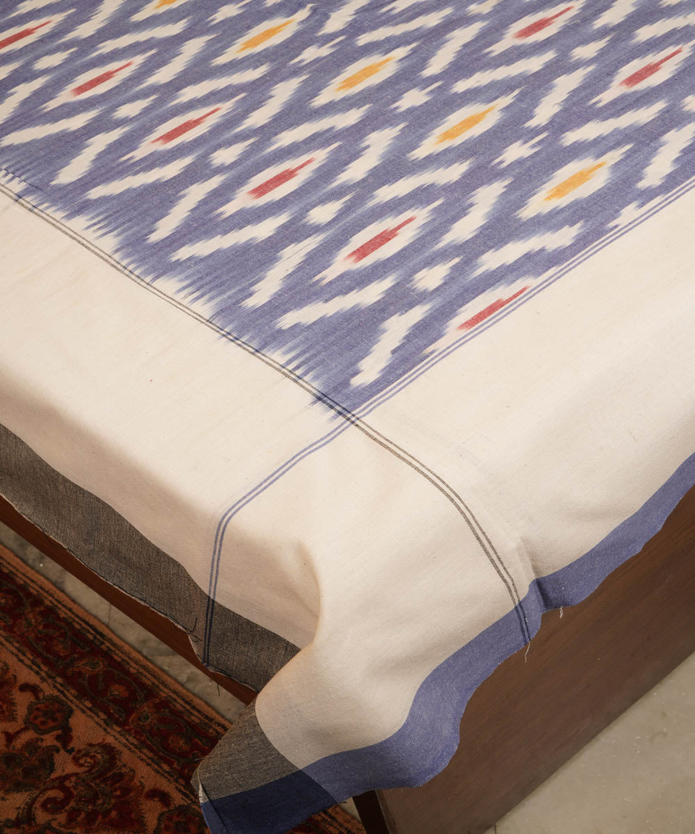 Light blue handloom pochampally ikat cotton bedsheet