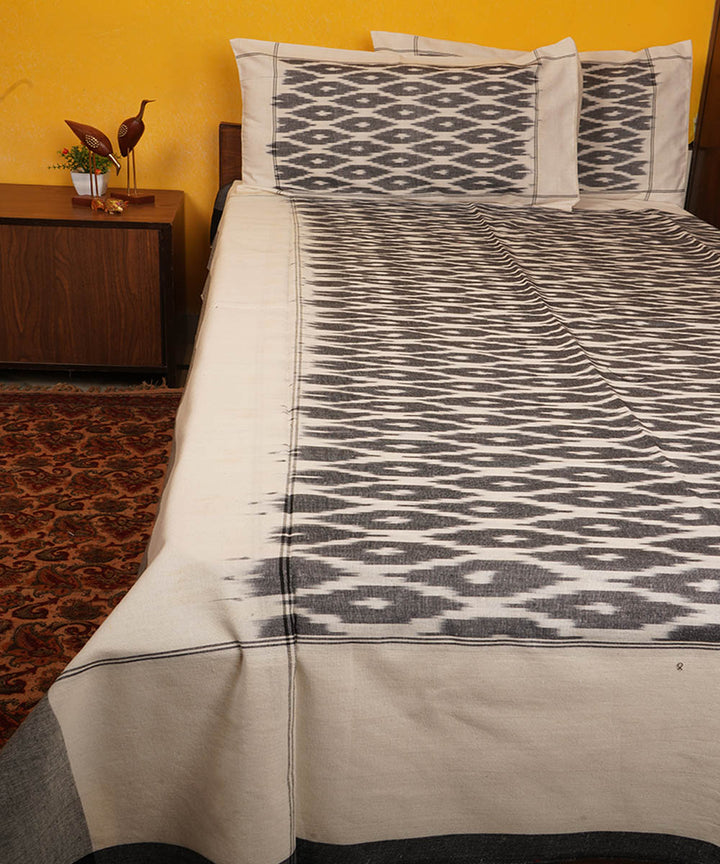 Grey handloom pochampally ikat cotton bedsheet